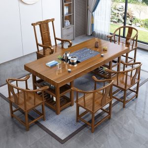 Bàn trà và ghế gỗ ván lớn phong cách Trung Quốc mới phòng khách bàn cà phê tại nhà văn phòng pha trà Bàn trà bộ Bàn trà
