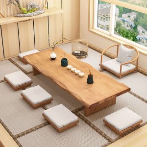 Bàn trà và ghế kiểu Nhật Bàn cà phê trải chiếu tatami bằng gỗ nguyên khối Bàn trà ngồi kiểu Trung Quốc mới Bàn trà dải dài bàn thấp bàn cửa sổ bay Bàn Kang - Hình 2