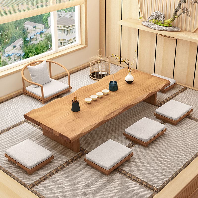 Bàn trà và ghế kiểu Nhật Bàn cà phê trải chiếu tatami bằng gỗ nguyên khối Bàn trà ngồi kiểu Trung Quốc mới Bàn trà dải dài bàn thấp bàn cửa sổ bay Bàn Kang - Hình 3 Bàn trà và ghế kiểu Nhật Bàn cà phê trải chiếu tatami bằng gỗ nguyên khối Bàn trà ngồi kiểu Trung Quốc mới Bàn trà dải dài bàn thấp bàn cửa sổ bay Bàn Kang - Hình 3