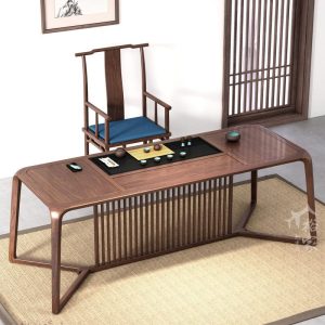 Bàn trà và ghế kiểu Trung Quốc mới Bàn trà gỗ nguyên khối tối giản hiện đại Bàn cà phê Kung Fu văn phòng tích hợp Bàn trà - Hình 3