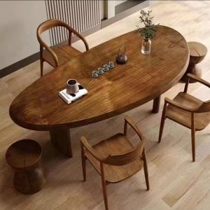Bàn trà và ghế tấm lớn Bàn trà hình bầu dục sáng tạo phòng khách nhà bàn cà phê ban công nhật kkiểu Italy Bàn trà bàn trứng ngỗng