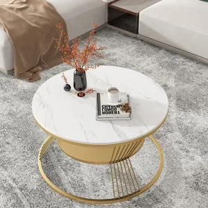 Bàn trà Vàng Cao Cấp Bàn Cà Phê Thiết Kế Hiện Đại Phòng Khách Độc Đáo Đá Cẩm Thạch Tác Dụng Bên Bàn Tròn Đơn Giản Bàn Basse De Salon Trang Trí - Hình 4