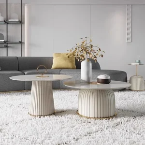 Bàn trà Vintage Bàn Cà Phê Tầng Tối Giản Tay Cầm Bàn Sofa Góc Ăn Đá Cẩm Thạch Mesa De Centro De Sala Nội Thất Gia Đình - Hình 3