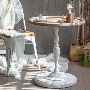 Bàn trà Vintage Bàn Gỗ Chắc Chắn Sắt Bên Bàn Phòng Khách Đau Khổ Nghề Thủ Công Bên Bàn Đẹp Bền Đồ Nội Thất Gia Đình - Hình 2