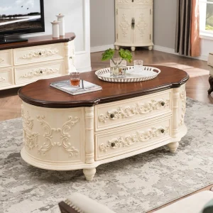 Bàn trà Vintage Cổ Bàn Cao Cấp Hình Bầu Dục Bắc Âu Trung Tâm Bàn Phòng Khách Bằng Gỗ Mesa Phụ Trợ Salon Đồ Nội Thất Gia Đình