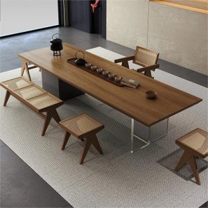 Bàn trà wabi-sabi gỗ đặc bảng lớn văn phòng Bàn trà kung fu phòng trà Bàn trà và ghế mới của Trung Quốc - Hình 4