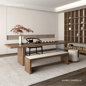 Bàn trà Wabi sabi phong cách rắn gỗ dải dài Bàn trà và ghế đơn giản bảng lớn tiếp nhận Bàn trà treo Bàn trà acrylic Bàn trà - Hình 4