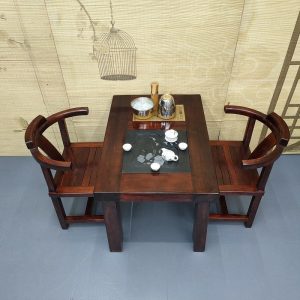 Bàn trà xưa Bàn trà gỗ nguyên bộ tàu xưa ghế gỗ ban công nhỏ Bàn trà nghệ thuật nhà phòng khách Bàn trà kung fu - Hình 3