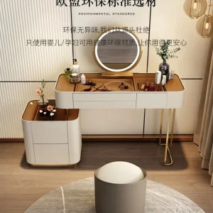Bàn trang điểm 2022 Thiết Kế Mới Nhất Kính Cường Lực Gỗ Chắc Chắn Có Thể Thu Vào Bàn Trang Điểm Tủ Đá Tia Contertop - Hình 2
