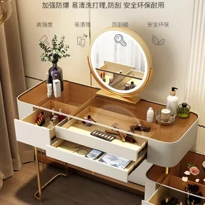 Bàn trang điểm 2022 Thiết Kế Mới Nhất Kính Cường Lực Gỗ Chắc Chắn Có Thể Thu Vào Bàn Trang Điểm Tủ Đá Tia Contertop - Hình 3