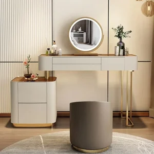 Bàn trang điểm 2022 Thiết Kế Mới Nhất Kính Cường Lực Gỗ Chắc Chắn Có Thể Thu Vào Bàn Trang Điểm Tủ Đá Tia Contertop - Hình 4