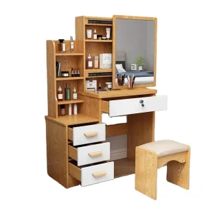 Bàn trang điểm Bán Giá Xuất Xưởng Nội Thất Phòng Ngủ Châu Âu Bàn Trang Điểm Màu Trắng Châu Âu Bàn Trang Điểm Có Gương Và Ghế Đẩu - Hình 2