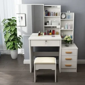 Bàn trang điểm Bán Giá Xuất Xưởng Nội Thất Phòng Ngủ Châu Âu Bàn Trang Điểm Màu Trắng Châu Âu Bàn Trang Điểm Có Gương Và Ghế Đẩu