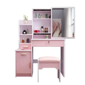 Bàn trang điểm Bán Giá Xuất Xưởng Nội Thất Phòng Ngủ Châu Âu Bàn Trang Điểm Màu Trắng Châu Âu Bàn Trang Điểm Có Gương Và Ghế Đẩu - Hình 4