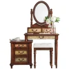 Bàn trang điểm Bàn làm việc mini Địa Trung Hải bằng gỗ nguyên khối Nội thất phòng ngủ
