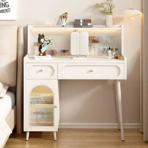 Bàn trang điểm Bàn trang điểm Trang điểm Bộ ngăn kéo đẹp Thu nhỏ màu trắng cổ điển Bàn làm việc Vẻ đẹp gỗ nguyên khối Tủ cao Komody Nội thất phòng - Hình 3