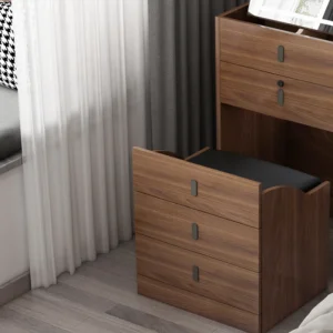 Bàn trang điểm bằng gỗ màu trắng hiện đại Gương phòng ngủ cho nữ thời trang Bàn trang điểm tối giản di động - Hình 4