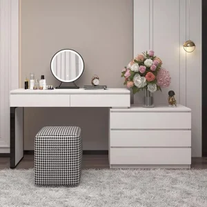 Bàn trang điểm Cao Cấp Bàn Trang Điểm Tủ Gỗ Bảo Quản Vanity Phòng Ngủ Tay Cầm Ngăn Kéo Phân Bàn Làm Việc Nhà Tổ Chức Coiffeuses De Chambre Trang Trí Nhà - Hình 2