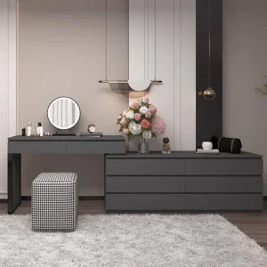 Bàn trang điểm Cao Cấp Bàn Trang Điểm Tủ Gỗ Bảo Quản Vanity Phòng Ngủ Tay Cầm Ngăn Kéo Phân Bàn Làm Việc Nhà Tổ Chức Coiffeuses De Chambre Trang Trí Nhà