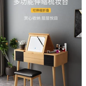 Bàn trang điểm Chạm vào có đèn Gương Tủ trang điểm Bàn trang điểm Phòng ngủ phòng nhỏ Internet Mini Người nổi tiếng Ins Style - Hình 2