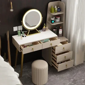 Bàn trang điểm Charm Gỗ Bàn Trang Điểm cho nữ Trang Điểm Phòng Ngủ Hiện Đại Ngăn Kéo Bàn Trang Điểm Châu Âu Dịch Vụ Gương Penteadeira Nội Thất Gia Đình - Hình 2