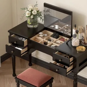 Bàn trang điểm Châu Âu Áo Cưới Chân Bàn Thanh Thiếu Niên Ngăn Kéo Bảo Quản Bàn Trang Điểm Đen phòng Penteadeiras De Maquiagem Funiture