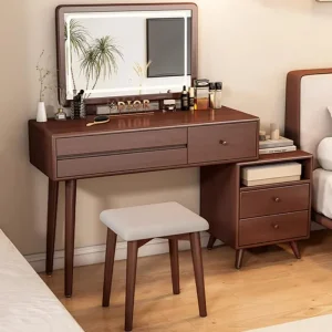 Bàn trang điểm Châu Âu Bàn Trang Điểm Gỗ Tay Cầm Vanity Góc Nhà Tổ Chức Ngăn Kéo Bảo Quản Phòng Ngủ Phân Đầm Meuble De Chambre Trang Trí Nhà - Hình 2