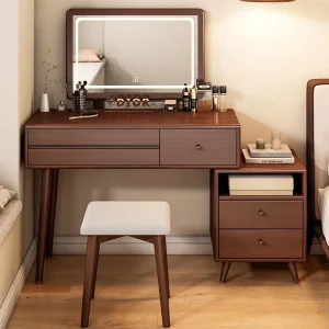 Bàn trang điểm Châu Âu Bàn Trang Điểm Gỗ Tay Cầm Vanity Góc Nhà Tổ Chức Ngăn Kéo Bảo Quản Phòng Ngủ Phân Đầm Meuble De Chambre Trang Trí Nhà