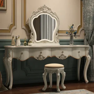 Bàn trang điểm Châu Âu Cao Cấp Vanity Bàn Gương Vintage Đèn Trắng Vanity Bàn Tủ Bảo Quản Toaletka Làm Sypialni Đồ Nội Thất WZ50VT - Hình 2