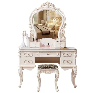 Bàn trang điểm Châu Âu Đơn Giản Bàn Trang Điểm Nữ Giá Rẻ Phòng Tắm Phòng Ngủ Bàn Trang Điểm Trang Điểm Ngăn Kéo Tavolo Da Trucco Bàn Phụ Kiện - Hình 4