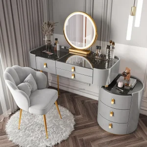 Bàn trang điểm Châu Âu Gỗ Chắc Chắn Trang Điểm Bàn Trang Điểm Gương Bàn Trang Điểm Tủ Phòng Ngủ Cao Cấp Vanity Bàn Nội Thất Phòng Ngủ C - Hình 4