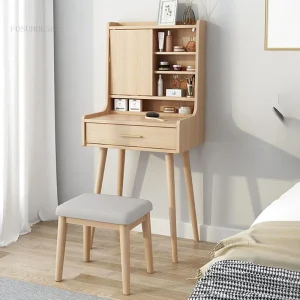 Bàn trang điểm Châu Âu Gỗ Chắc Chắn Tủ Retro Đèn Nội Thất Phòng Ngủ Cao Cấp phòng Nhỏ Bàn Trang Điểm Mini Tối Giản Hiện Đại Tủ