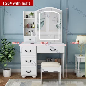 Bàn trang điểm châu Âu hiện đại phòng ngủ đơn giản bàn trang điểm tủ đựng đồ tích hợp gương có đèn bàn trang điểm - Hình 2
