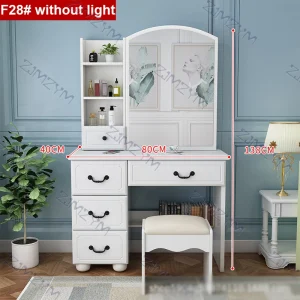 Bàn trang điểm châu Âu hiện đại phòng ngủ đơn giản bàn trang điểm tủ đựng đồ tích hợp gương có đèn bàn trang điểm - Hình 3