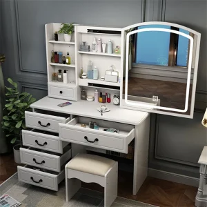 Bàn trang điểm châu Âu hiện đại phòng ngủ đơn giản bàn trang điểm tủ đựng đồ tích hợp gương có đèn bàn trang điểm