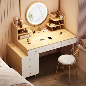 Bàn trang điểm Châu Âu Hiện Đại Vanity Bàn Đầu Giường Trang Điểm Sang Trọng Vanity Bàn Tủ Bảo Quản Tavolo Trucco Phòng Ngủ Nội Thất WZ50VT - Hình 3