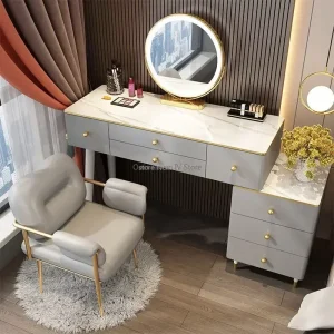 Bàn trang điểm Châu Âu Trang Điểm Bàn Trang Điểm Gương Phòng Ngủ Hiện Đại Tối Giản Bàn Trang Điểm Sáng Cao Cấp Tavolino Da Trucco Nội Thất Phòng Ngủ - Hình 2