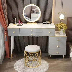 Bàn trang điểm Châu Âu Trang Điểm Bàn Trang Điểm Gương Phòng Ngủ Hiện Đại Tối Giản Bàn Trang Điểm Sáng Cao Cấp Tavolino Da Trucco Nội Thất Phòng Ngủ - Hình 4