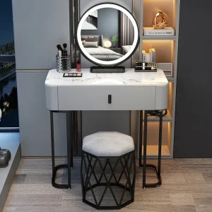Bàn trang điểm Châu Âu Trang Điểm Cao Cấp Vanity Bàn Gương Led Trắng Ghế Vanity Bàn Tủ Phòng Ngủ Tavolo Da Trucco Nội Thất Gia Đình YY50VT - Hình 3