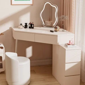 Bàn trang điểm cho nữ Cưới Tủ Áo Bàn Nam Châu Âu Màu Be Để Bàn Phòng Ngủ Bàn Trang Điểm Sống Di Động Penteadeiras De Maquiagem Funiture - Hình 2