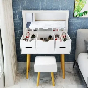 Bàn trang điểm Đầu giường đơn giản tiết kiệm gỗ chắc chắn phòng ngủ gió Châu Âu giá đặc biệt lắp ráp mini gia đình nhỏ tủ bảo quản - Hình 2