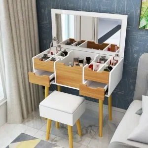 Bàn trang điểm Đầu giường đơn giản tiết kiệm gỗ chắc chắn phòng ngủ gió Châu Âu giá đặc biệt lắp ráp mini gia đình nhỏ tủ bảo quản