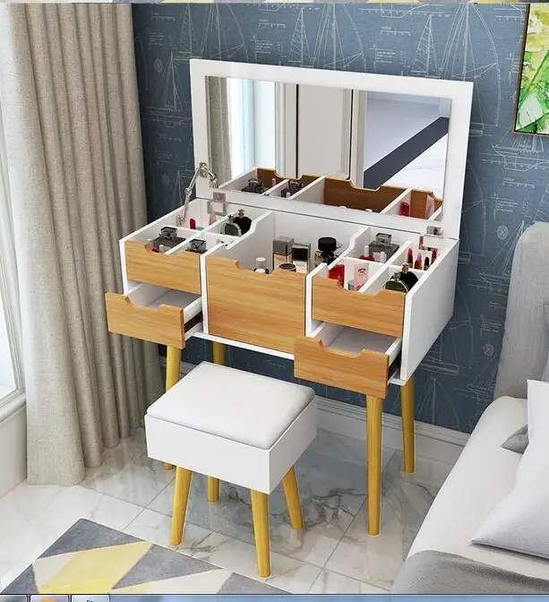 Bàn trang điểm Đầu giường đơn giản tiết kiệm gỗ chắc chắn phòng ngủ gió Châu Âu giá đặc biệt lắp ráp mini gia đình nhỏ tủ bảo quản Bàn trang điểm Đầu giường đơn giản tiết kiệm gỗ chắc chắn phòng ngủ gió Châu Âu giá đặc biệt lắp ráp mini gia đình nhỏ tủ bảo quản