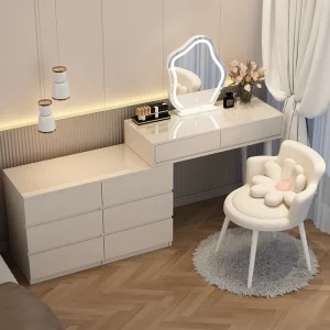 Bàn trang điểm Đèn cho nữ Đầm Bàn Gương Trẻ Em Ngăn Kéo Phòng Ngủ Khách Bàn Trang Điểm Di Động Nữ Penteadeiras De Maquiagem Funiture - Hình 2
