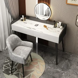 Bàn trang điểm Đơn giản Bàn trang điểm Gương đơn giản Phân Có đèn Ngăn kéo Bàn trang điểm Phòng ngủ Bàn hiện đại Nội thất gỗ