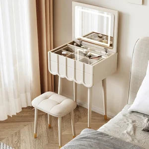 Bàn trang điểm Flip Top Bàn Trang Điểm Nhỏ Hiện Đại Mini Châu Âu Trắng Đen Gương Ngăn Kéo Tủ Bảo Quản Tocadores Nội Thất Gia Đình - Hình 3