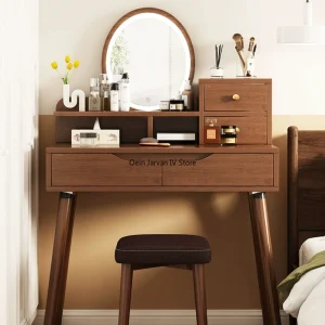 Bàn trang điểm Gỗ Hiện Đại Bàn Trang Điểm Tối Giản Châu Âu Phòng Ngủ Vanity Bàn Gương Trang Điểm Tavolo Trucco Nội Thất Gia Đình WZ50VT - Hình 2
