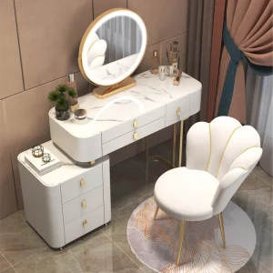 Bàn trang điểm Gỗ Vanity Bàn Trắng Ngăn Kéo Châu Âu Phụ Nữ Trẻ Em Đựng Mỹ Phẩm Đựng Tủ Cổ Điển Kaptafel Phụ Kiện Chiếu Sáng - Hình 2