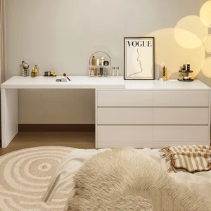 Bàn trang điểm Gương Đèn Led Bàn Trang Điểm Ngăn Kéo Nữ Ghế Trang Điểm Bàn Trang Điểm Phòng Ngủ Trắng Comodas Con Cajones Barbie Đồ Nội Thất - Hình 2