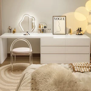 Bàn trang điểm Gương Đèn Led Bàn Trang Điểm Ngăn Kéo Nữ Ghế Trang Điểm Bàn Trang Điểm Phòng Ngủ Trắng Comodas Con Cajones Barbie Đồ Nội Thất - Hình 3